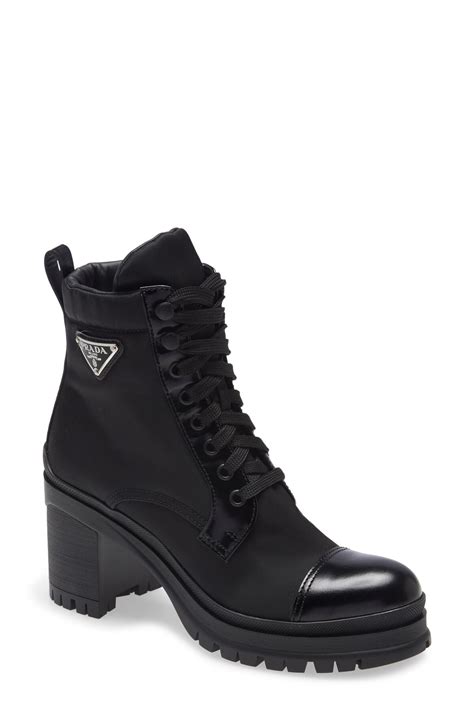 prada boots tall|Prada block heel combat boots.